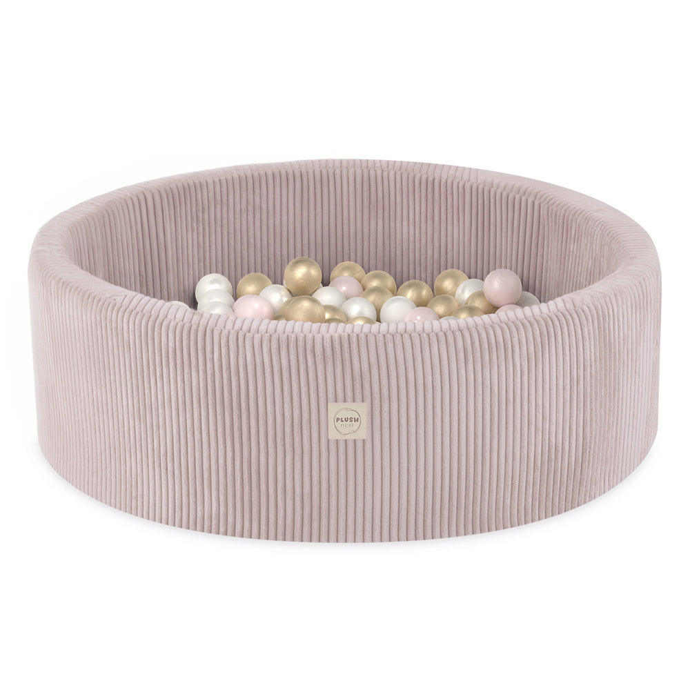 Ronde Ballenbak 90x30 | Lichtroze Corduroy incl. 200 ballen (Pearl/Gold/Light Pink Pearl)