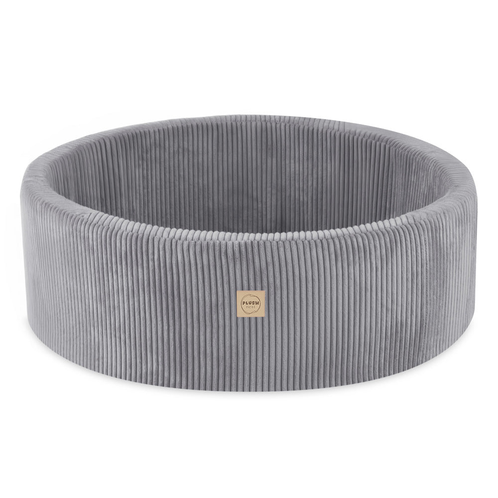 Ronde Ballenbak 90x30 | Grijs Corduroy incl. 200 ballen (Pearl/Silver/Mint Pearl)