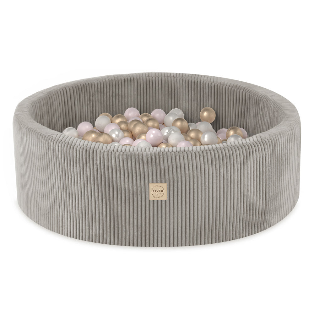 Ronde Ballenbak 90x30 | Beige Corduroy incl. 200 ballen (Pearl/Gold/Light Pink Pearl)