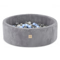 Ronde Ballenbak 90x30 | Grijs Corduroy incl. 200 ballen (Pearl/Silver/Mint Pearl)